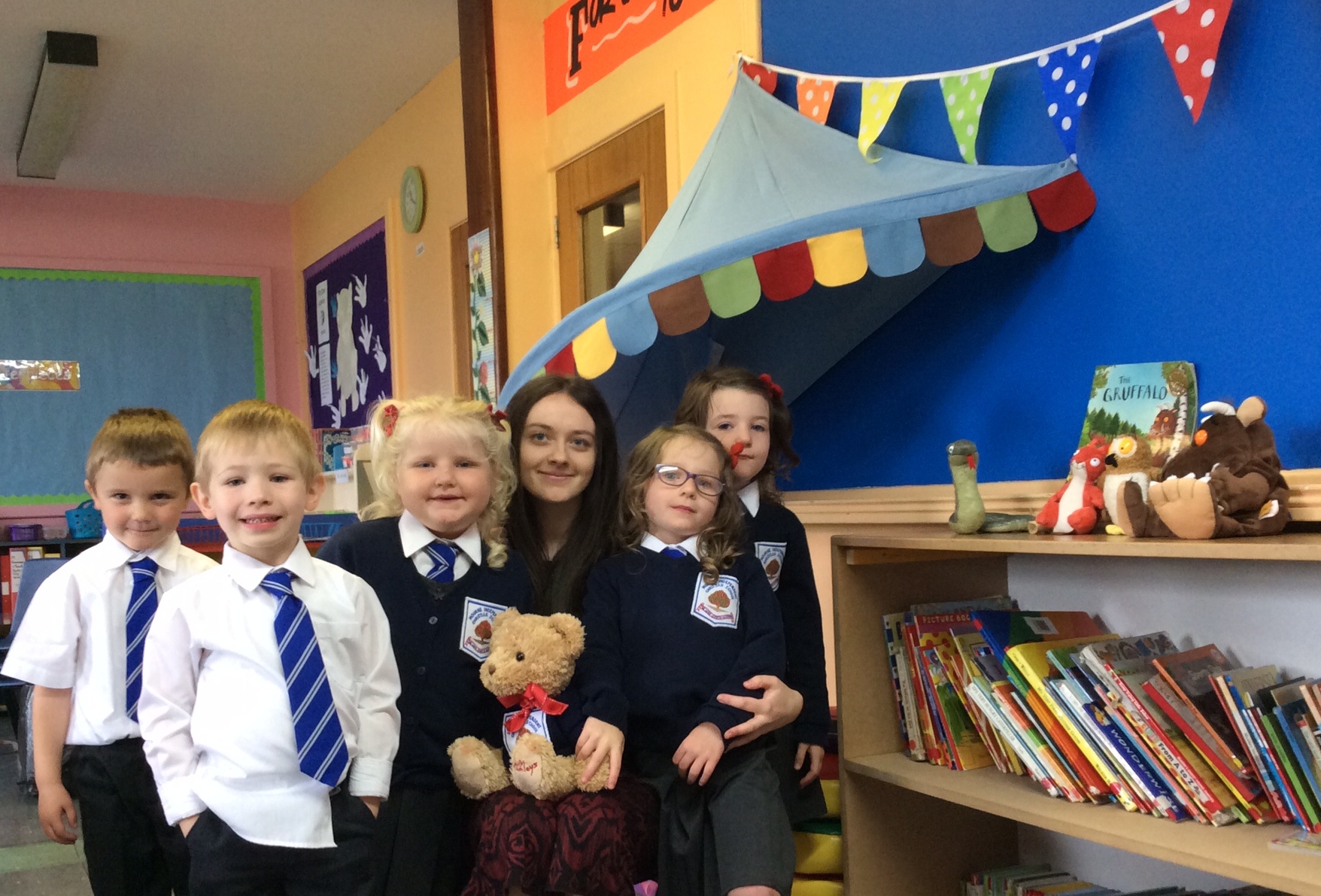 Foundation Stage pupils with Charlie Bear